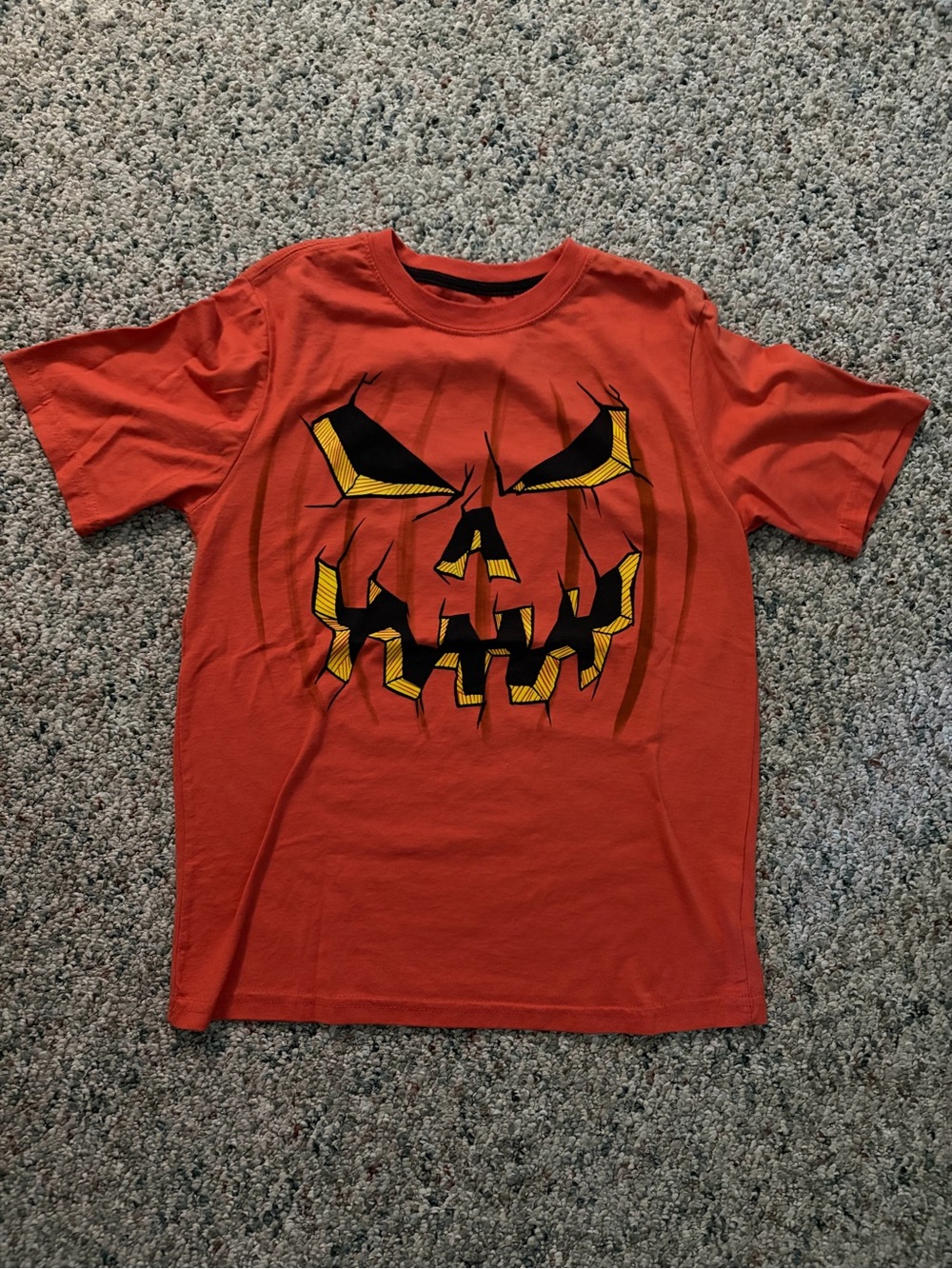 HALLOWEEN Boys Orange Jack O Lantern Pumpkin T-Shirt Size L 10-12